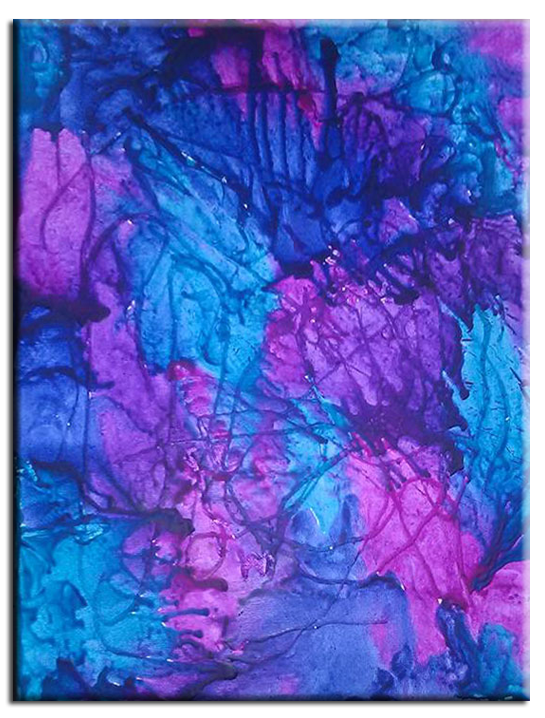 Pink ,Purple, Blue and Aqua Crayon Painting