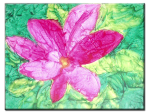 Pink Flower Crayon Painting