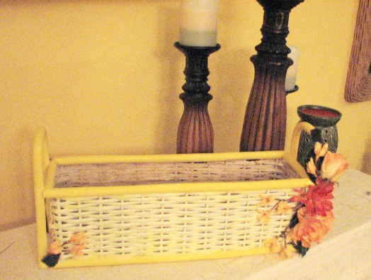 Size - Large Long Wicker Container with Flowers 