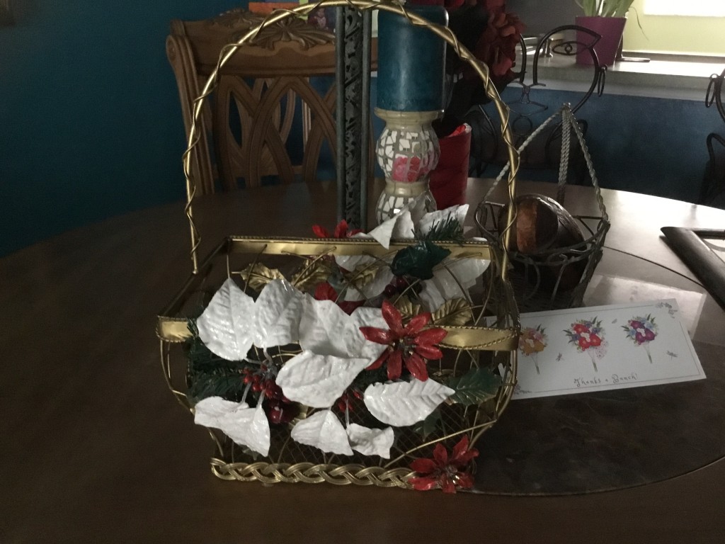 Christmas, White and Red Poinsettias Painted Silk Flowers