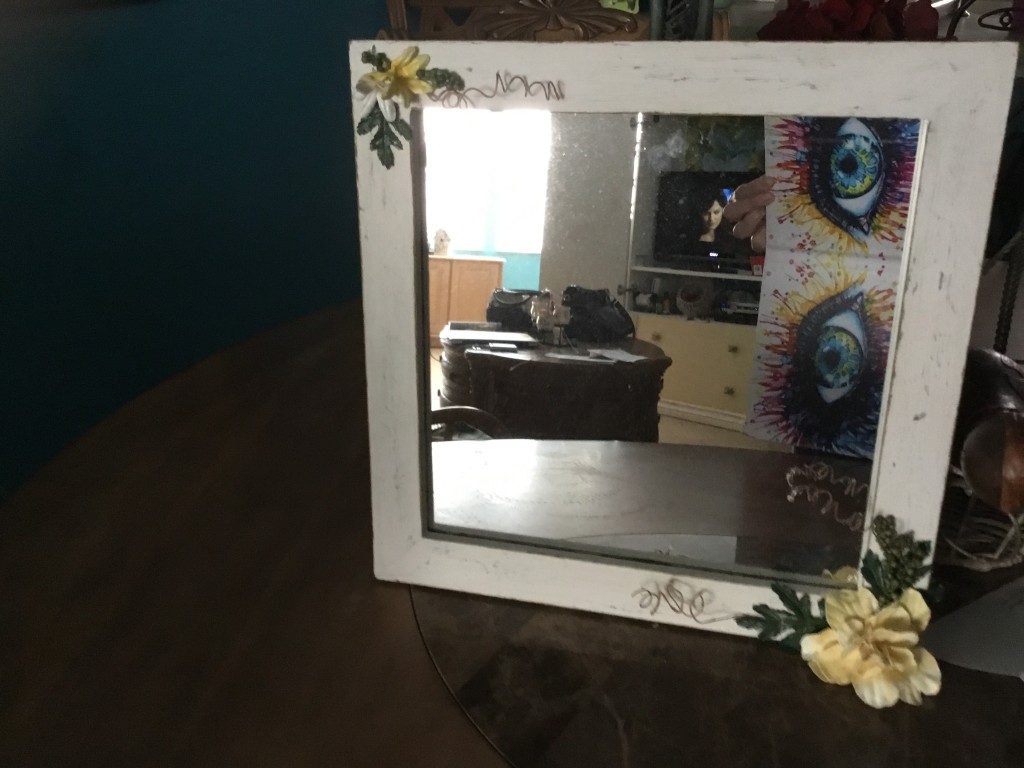 Mirror with Painted Silk Flowers