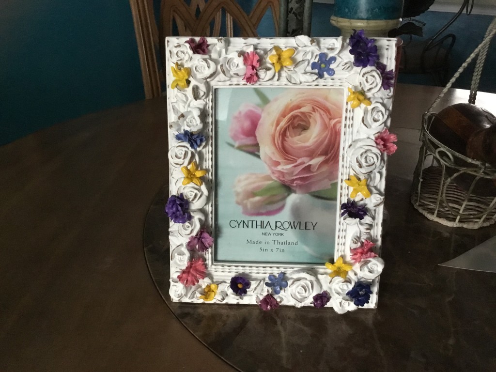 Frame with Colorful Small Flowers Painted Silk Flowers