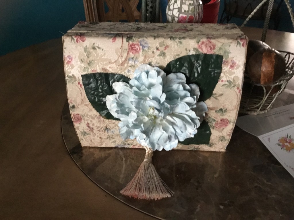 Jewelry Box with Big Blue Hardened and Painted Silk Flower